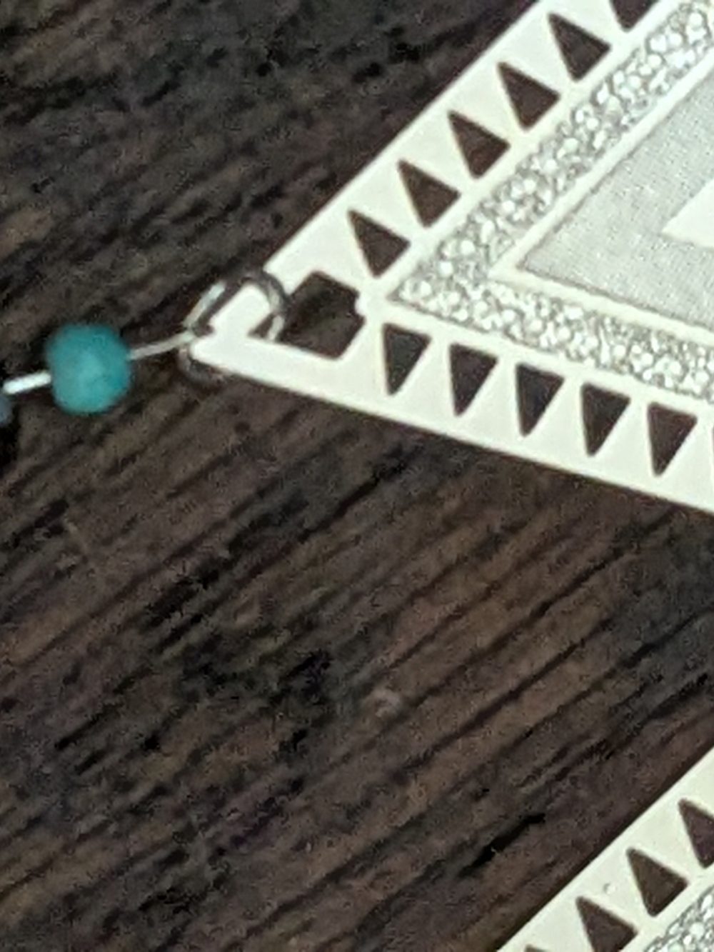 Silver-Tone Geometric Triangle Drop Earrings with Turquoise Accents - Picture 4 of 5